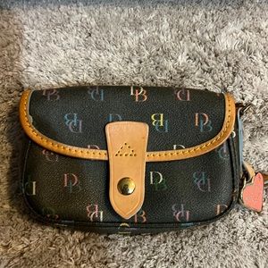 Dooney & Bourke vintage canvas wristlet with leather trim
